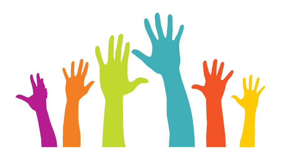 illustration of brightly colored hands and forearms  