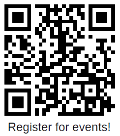 A qr code with the words register for events.