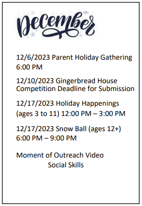 A flyer for a parent holiday gathering.