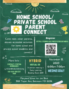 Home school private school parent connect flyer.