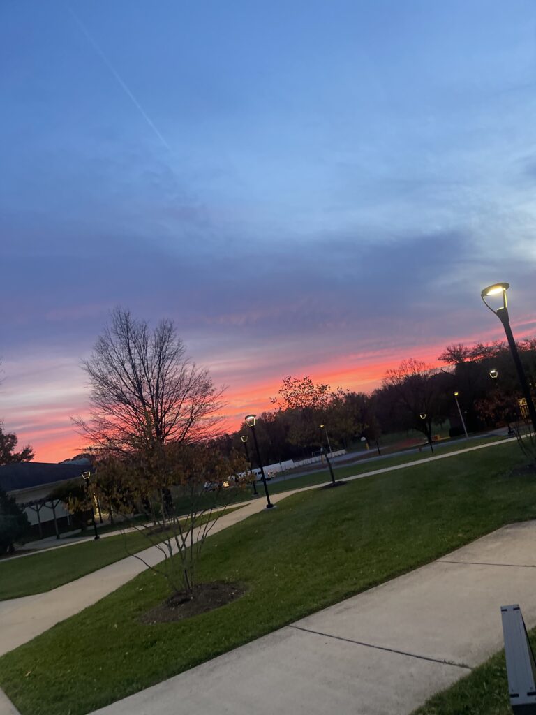 An MSB sunset with a lamppost in the background.