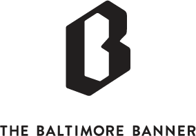 A black geometric "B" logo above the text "The Baltimore Banner" in capital letters on a white background.